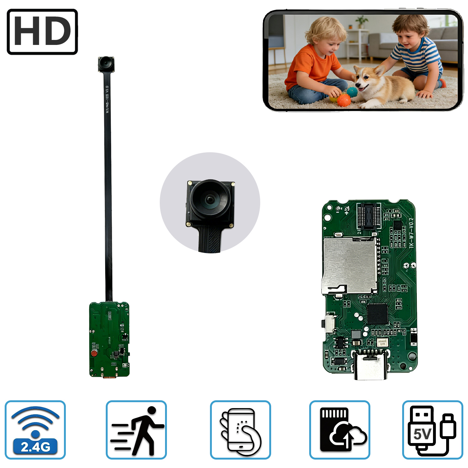 Home Security No Wifi Needed - Mini Compact Home Security Camera PCBA
