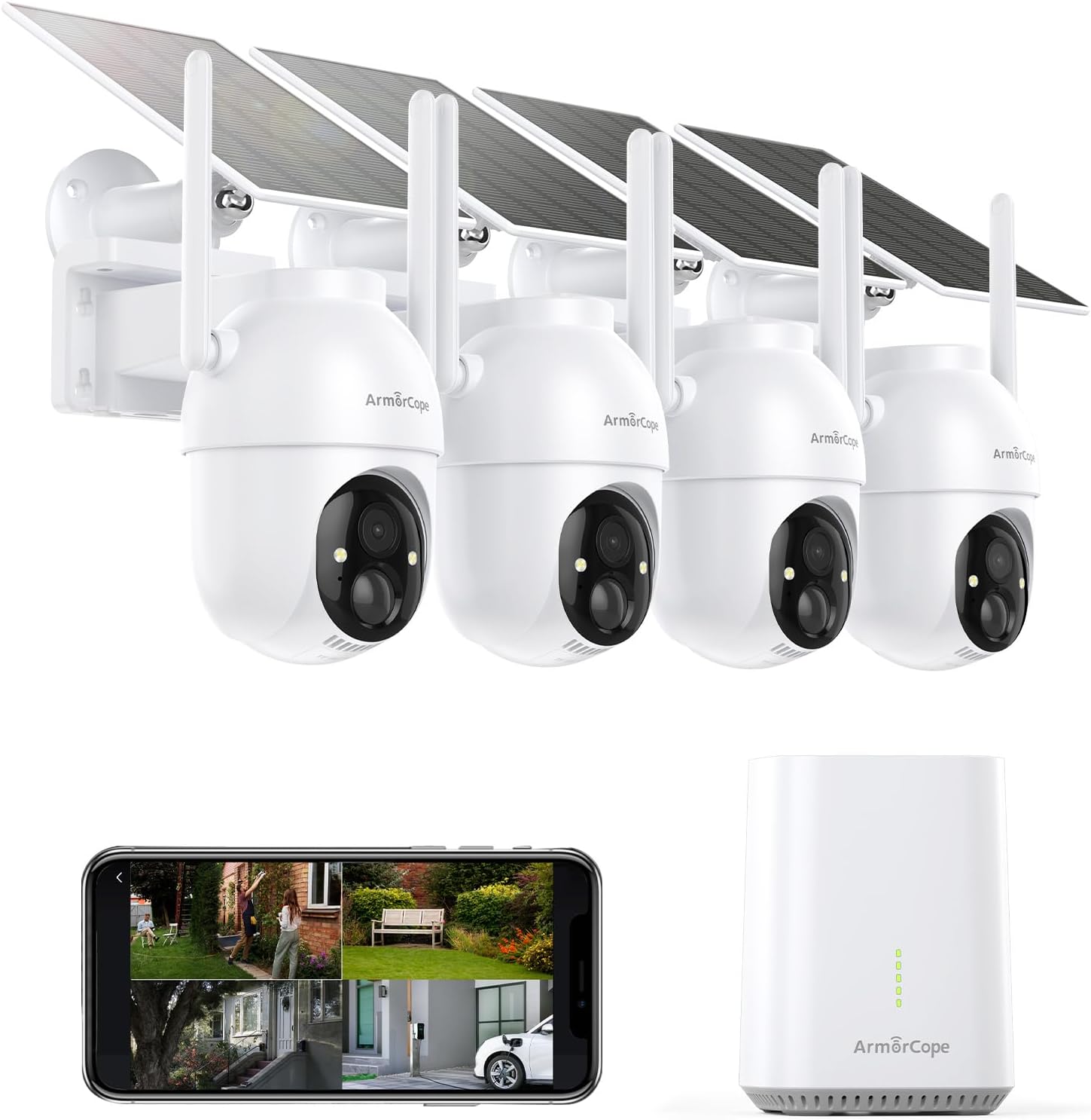Home Security No Subscription - Wireless Outdoor Security Cameras, 4-Camera Kit,