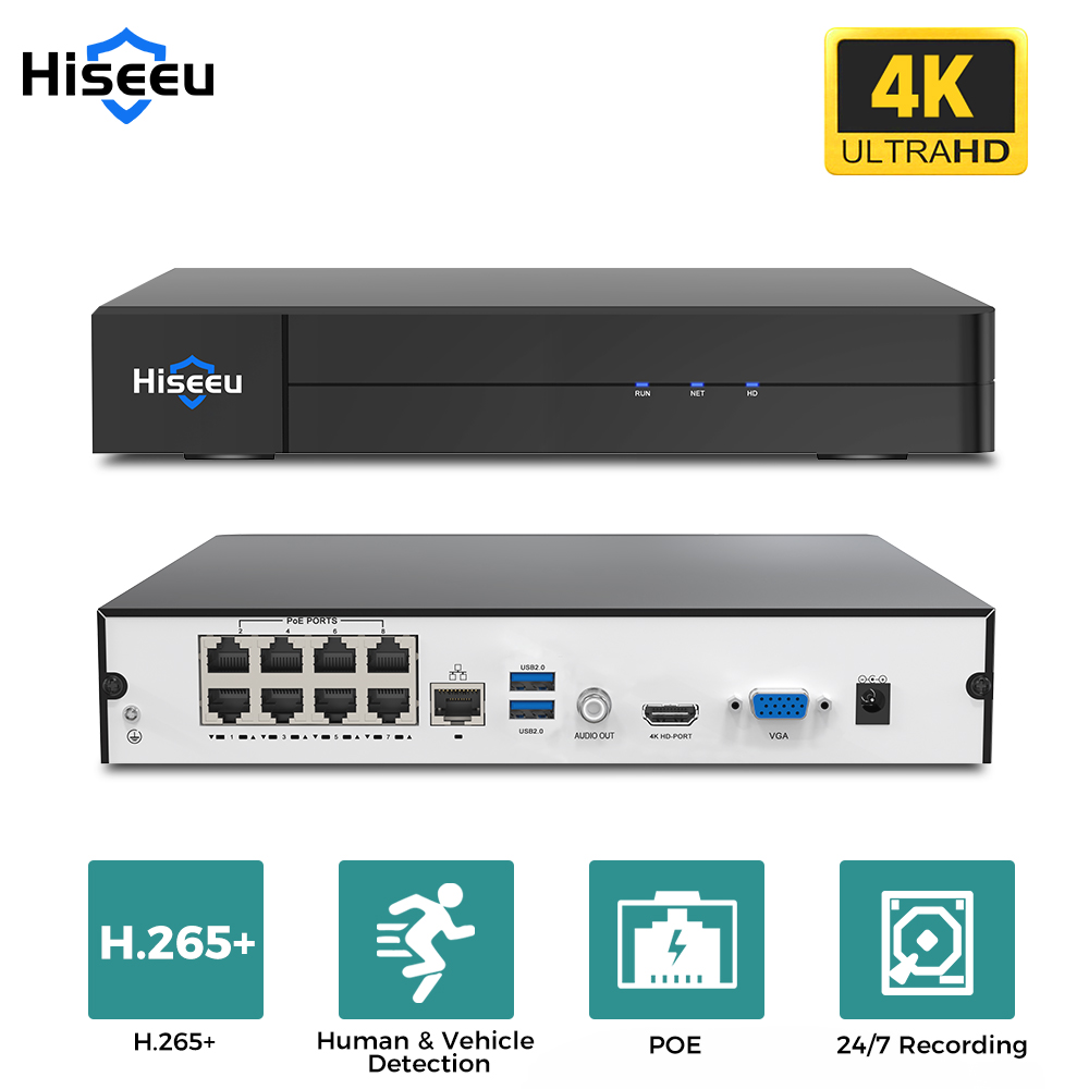 Hiseeu 8CH 4K PoE NVR Network  - đánh giá và giá Home Security With Cameras