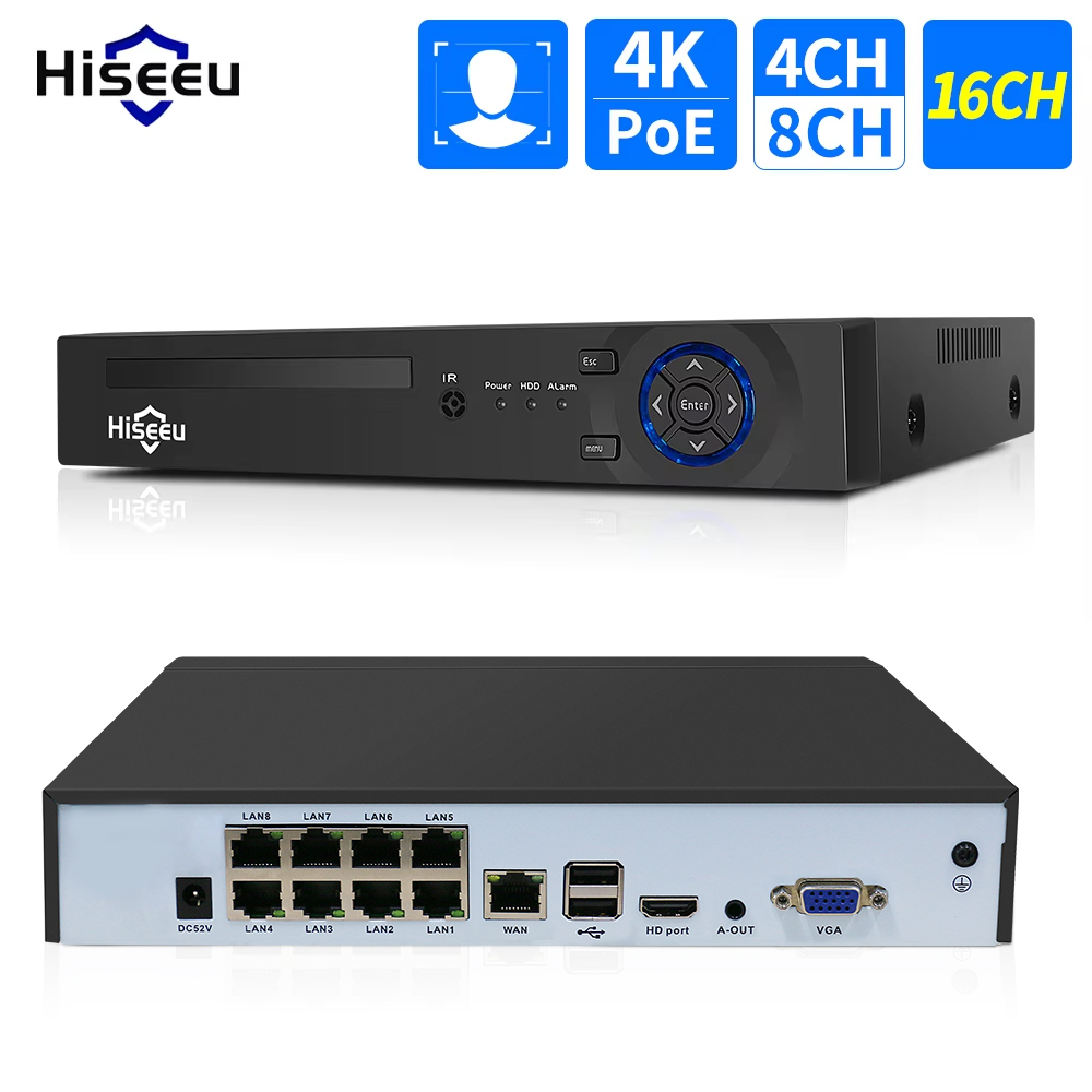 Hiseeu 4CH 10CH 16CH 4K 8MP 5M - đánh giá và giá Home Security With Cameras